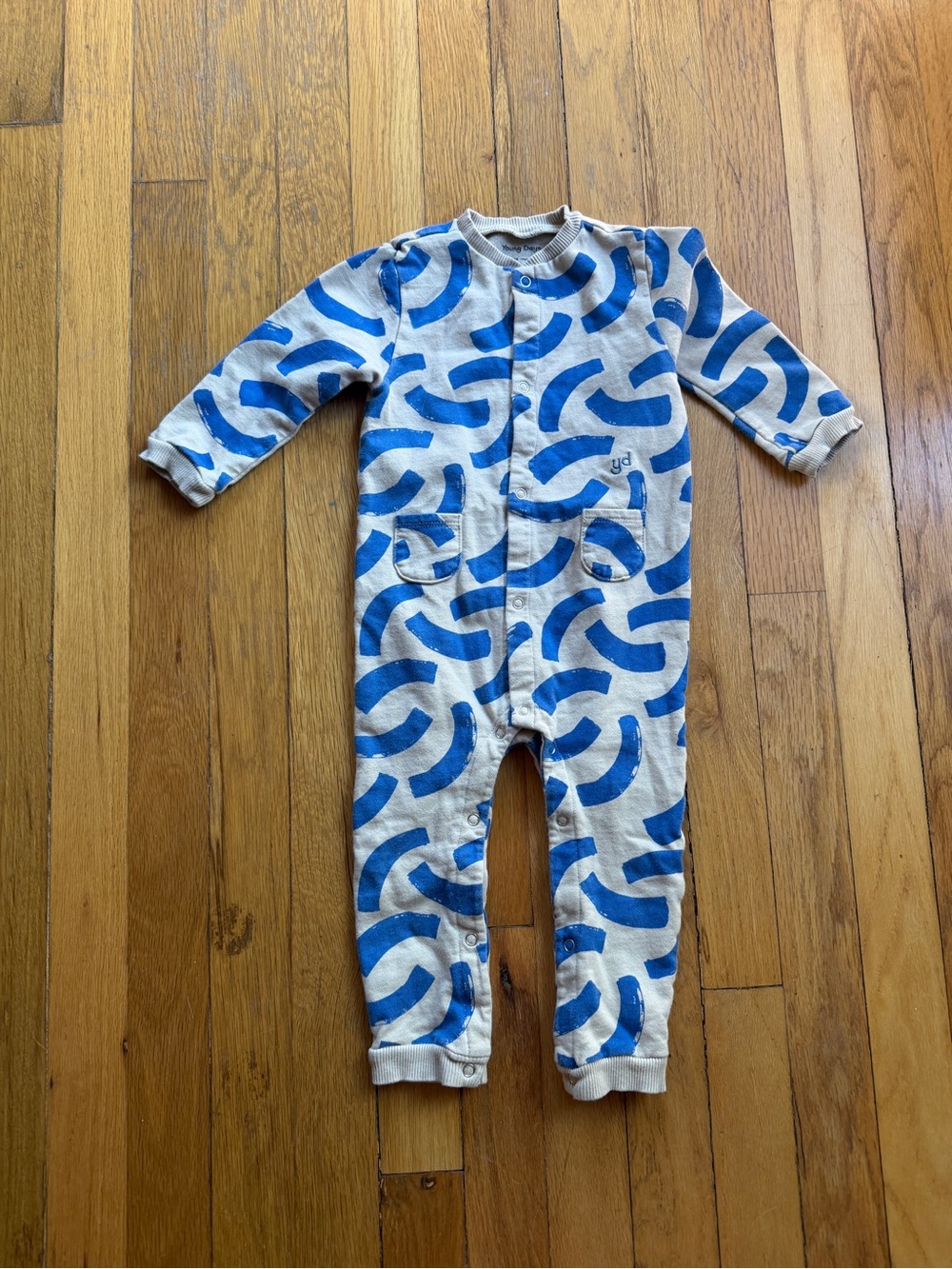 Young days cream and blue onesie
